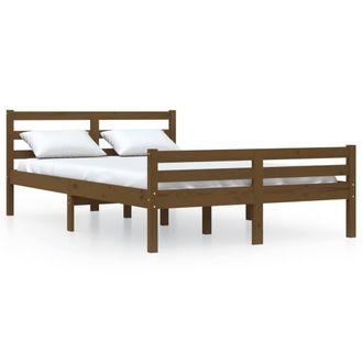 Berkfield Home Bed Frame Honey Brown Solid Wood 140x190 cm