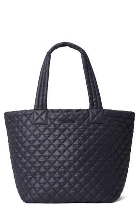MZ Wallace Medium Metro Deluxe Diamond Quilted Nylon Tote in Black at Nordstrom