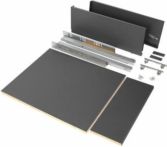 Emuca Kit di cassetti per cucina o bagno Vertex con regolazione 3D, altezza 178 mm, con pannelli inclusi, modulo 900 mm, Verniciato bianco - Emuca