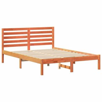Berkfield Home with Headboard Wax brown 135 x 190 cm Solid pine wood