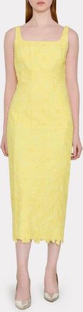 Milly Izel Lace Midi Dress In Yellow