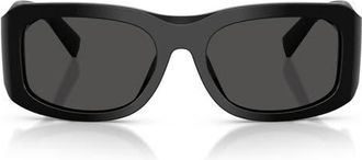 Dolce & Gabbana 57mm Rectangular Sunglasses in Black /Dark Grey at Nordstrom