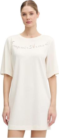 Emporio Armani Mini T-shirt Jurk - Dames - Korte kleedjes - Beige - XS - Polyester - Kleedjes