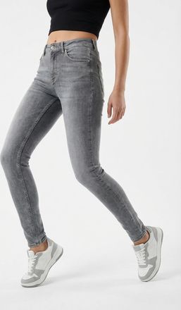 Only Skinny-fit-Jeans ONLY ONLBLUSH MID WAIST SKINNY DNM DOT, Damen, Gr. XL, L&auml;nge 30, grau denim, Denim/Jeans, Obermaterial: 92% Baumwolle, 6% Elastomulti