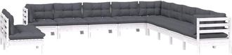 vidaXL Muebles De Jard&iacute;n 11 Pzas Y Cojines Blanco Madera Maciza Pino Vidaxl