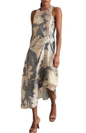 Reiss Mieke Floral Sleeveless Satin Dress in Blue at Nordstrom Rack, Size 4 Us / 8 Uk