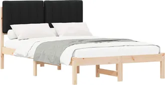 vidaXL Estructura De Cama Con Cabecera Tapizada Natural Y Negro Vidaxl