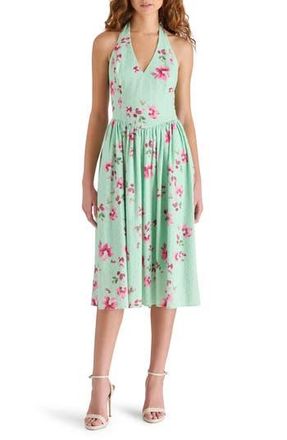 Steve Madden Ressi Floral Cotton Eyelet Halter Dress in Mint at Nordstrom Rack, Size X-Large