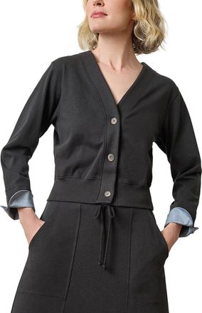Lilla P Rib Trim V-Neck Cardigan