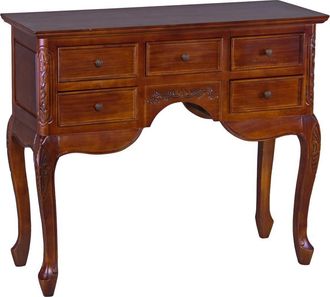 International Caravan Inc Carved 5-Drawer Queen Anne Wall Table