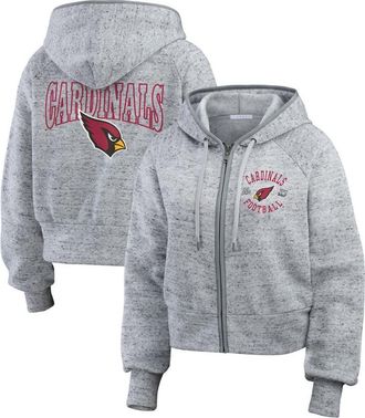 WEAR by Erin Andrews Womens WEAR by Erin Andrews Heather Gray Arizona Cardinals Speckled Fleece Cropped Full-Zip Hoodie at Nordstrom, Size Xx-Large