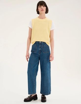 Omnes Womens Bobbi Cotton Vest in Lemon - Yellow - Size: 18/16