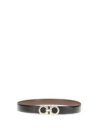 Ferragamo Black Gancini Solid Reversible Belt