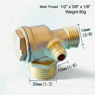 OEM V&aacute;lvula De Retenci&oacute;n Para Compresor De Aire, V&aacute;lvula De Lat&oacute;n De 1/2 X 3/8 X 1/8 Macho Con Conexi&oacute;n Roscada Para Tanque De Aire Comprimido Y Bomba De 