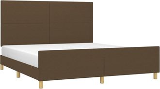 vidaXL Vidaxl - Cama Sin Colch&oacute;n De Tela Marr&oacute;n Oscuro 160x200 Cm
