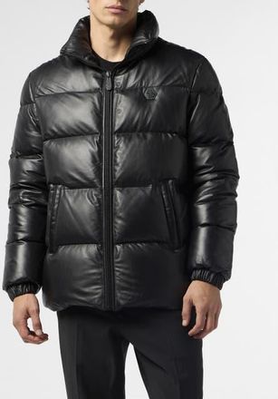 Philipp Plein Leather Puffer Jacket Late Checkout Men in Black at Nordstrom, Size Xxx-Large