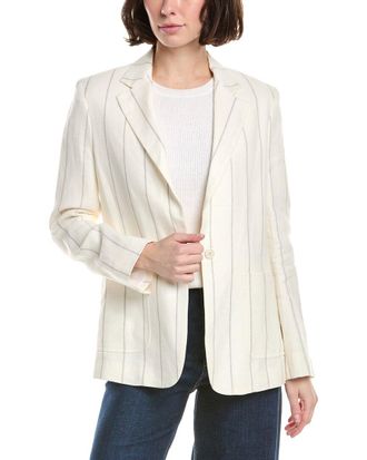 Eleventy One Button Destructured Wool & Linen-Blend Jacket