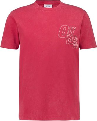 Off-white Outline Arrow Logo T-shirt - Heren - T-shirts - Rood - M - Katoen - Tops