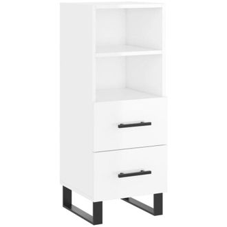 vidaXL Aparador de madera contrachapada blanco brillante 34,5x34x90 cm vidaXL