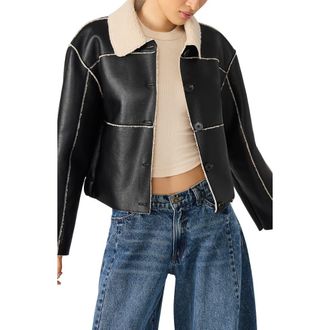 Steve Madden Tilia Faux Shearling Coat in Black at Nordstrom Rack, Size Medium