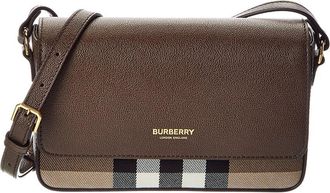 Burberry Hampshire Small House Check Canvas & Leather Shoulder Bag