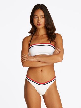 Tommy Hilfiger Bikini-Hose HIGH LEG CHEEKY, Damen, Gr. XL (42/44), N-Gr, weiss (wei&szlig;), Polyamid, TOMMY HILFIGER SWIMWEAR, unifarben mit Farbeins&auml;tzen, Badehosen Biki