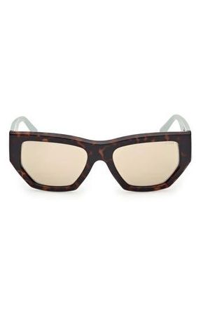 Guess Geometric Sunglasses in Havana/Other /Green Mirror at Nordstrom Rack