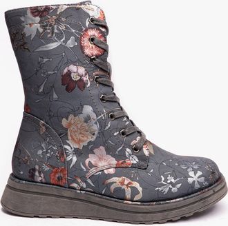 Heavenly Feet MARTINA4 PRINT FANTASY Womens Ankle Boots Grey - Size UK 7