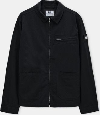 Weekend Offender Mens Caleb Service Overshirt in Black Cotton - Size X-Small