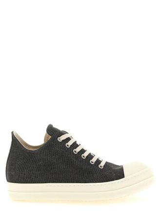 Rick Owens Gray Cotton Low Top Mens Sneakers