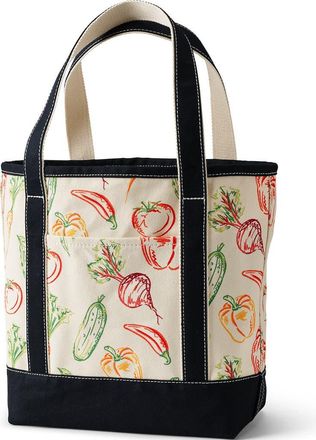 Lands End Medium Print 5 Pocket Open Top Canvas Tote Bag in Vegetable Multi/natural at Nordstrom, Size X-Large