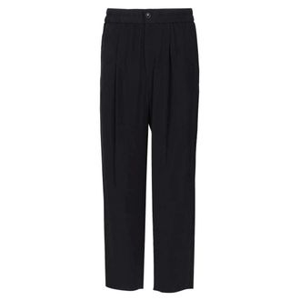 Giorgio Armani Pleated Elastic-Waist Trousers - male - Giorgio Armani - Straight Trousers - Blue - XL - Trousers