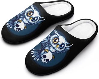 Generic Owl And Skull Womens Slippers Warm House Slippers Indoor House Shoes with Anti-Skid Rubber Sole