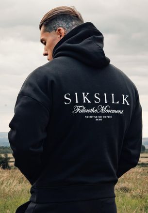 Siksilk Sudadera para Hombres Negra Gráfica XXL