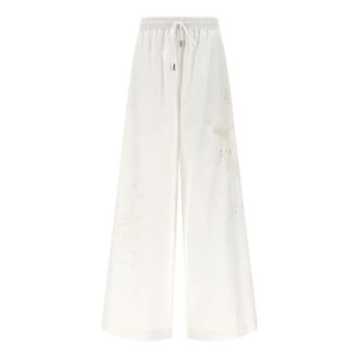 Ermanno Scervino Broeken, Dames, Wit, XS, Stretch Zijden Broek