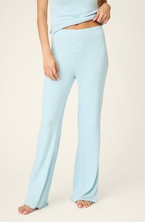 PJ Salvage Sweet Stripe Jersey Pajama Pants in Morning Blue at Nordstrom, Size X-Small