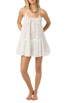 O'Neill Kylee Cotton Eyelet Cover-Up Minidress in White at Nordstrom, Size X-Large