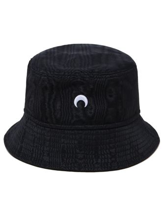 Marine Serre logo-embroidered cotton bucket hat - unisex - Cotton - S - Black