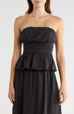 Abound Strapless Ruffle Gauze Top in Black at Nordstrom Rack, Size X-Large