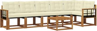 vidaXL Conjunto De Sof&aacute;s De Exterior 7 Uds. Natural Y Crema Vidaxl