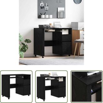 vidaXL Scrivania per ufficio - Scrivania con Ruote con cassetto Rovere Nero 91 x 50 x 77 cm