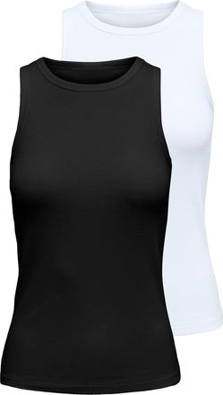 Only Tanktop ONLY ONLSALLY TANK TOP 2 PACK CS JRS, Damen, Gr. XL, schwarz pack:hellwei&szlig;, Jersey, Obermaterial: 95% Baumwolle, 5% Elasthan, unifarben, slim 
