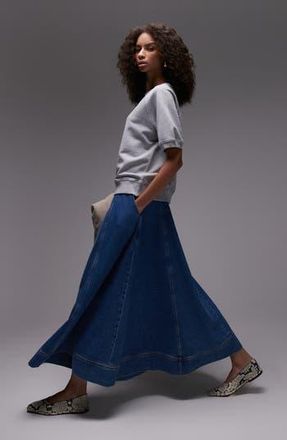 Topshop Full Denim Maxi Skirt in Blue at Nordstrom Rack, Size 4 Us (Fits Like 0-2)