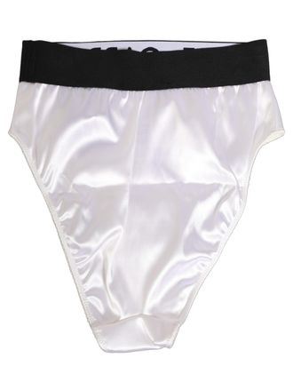Dolce & Gabbana White Satin High-Waist Brief Logo Women Underwear Acetate Elastane Nylon Clothing