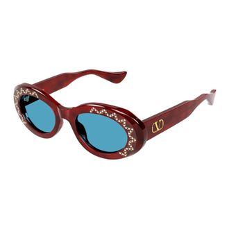 Valentino Ovale Zonnebril - Dames - Accessoires - Bruin - Maat: 50 MM Nylon