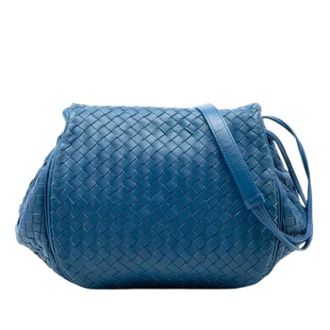 Bottega Veneta Pre-owned Woven Nappa Leather Crossbody Bag - Dames - Pre-owned - Blauw - Maat: ONE Size Leer