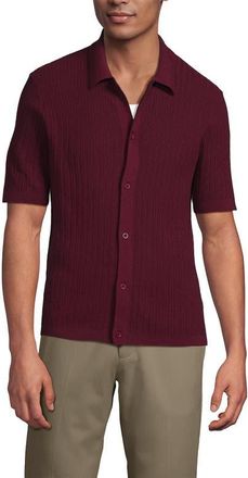 Lands End Short Sleeve Lightweight Button Through Polo in Burgundy Spritz at Nordstrom, Size Xx-Large