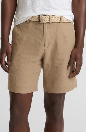 Vince Flat Front Slub Hemp Chino Shorts in Teak at Nordstrom, Size 28