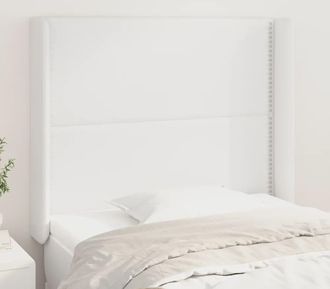 vidaXL Cabecero Con Orejas De Cuero Sint&eacute;tico Blanco 103x16x118/128 Cm Vidaxl