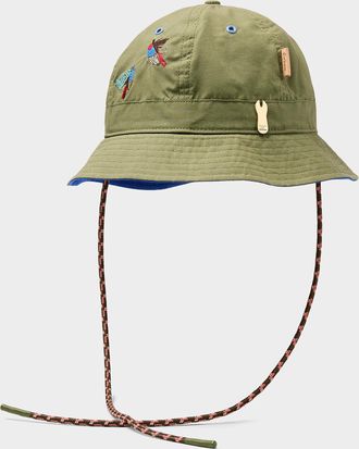 Barbour X Paul Smith Mens Paul Smith x Barbour embroidered lures bucket hat